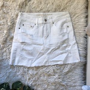 american eagle white denim skirt